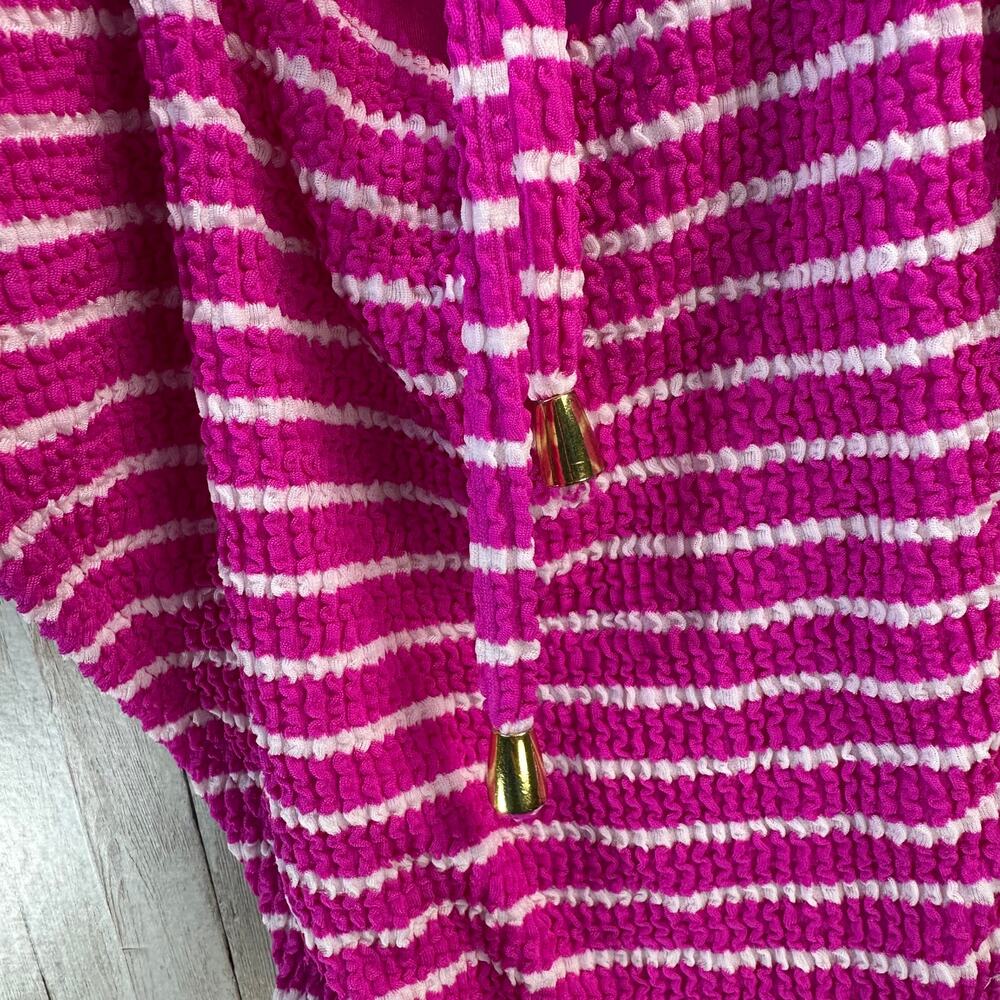 Lucky Brand One-piece Swimsuit Women S Hot Pink‎ Keyhole Stripe Textured Beachy - Picture 4 of 9